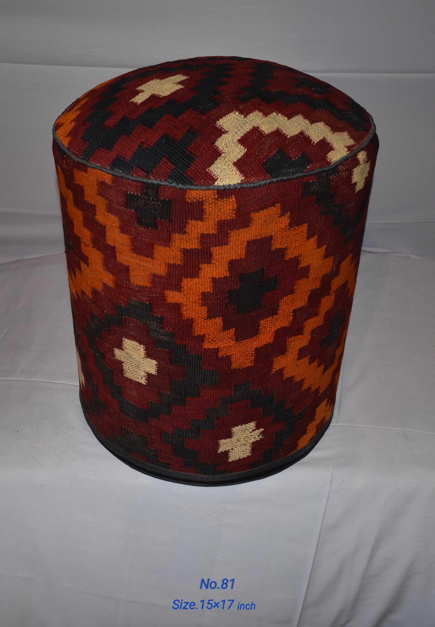 One of a Kind Kilim Rug Pouf Ottoman foot stool - #81
