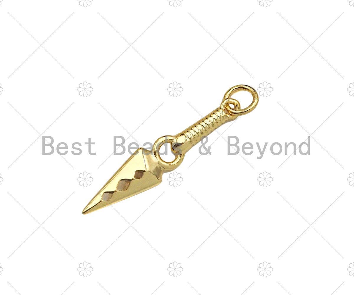 Gold Filled Sword with Holes Shape Pendant, 18K Gold Filled Sword Charm, Necklace Bracelet Charm Pendant, 6x27mm, Sku#Y446
