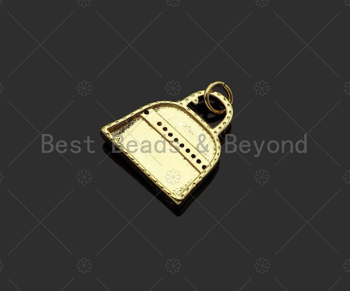 18K Dainty Gold Fashion Bag Shape Pendant/Charm,Gold Bag Medallion Charm, Necklace Bracelet Charm Pendant,18x17mm, Sku#LK232
