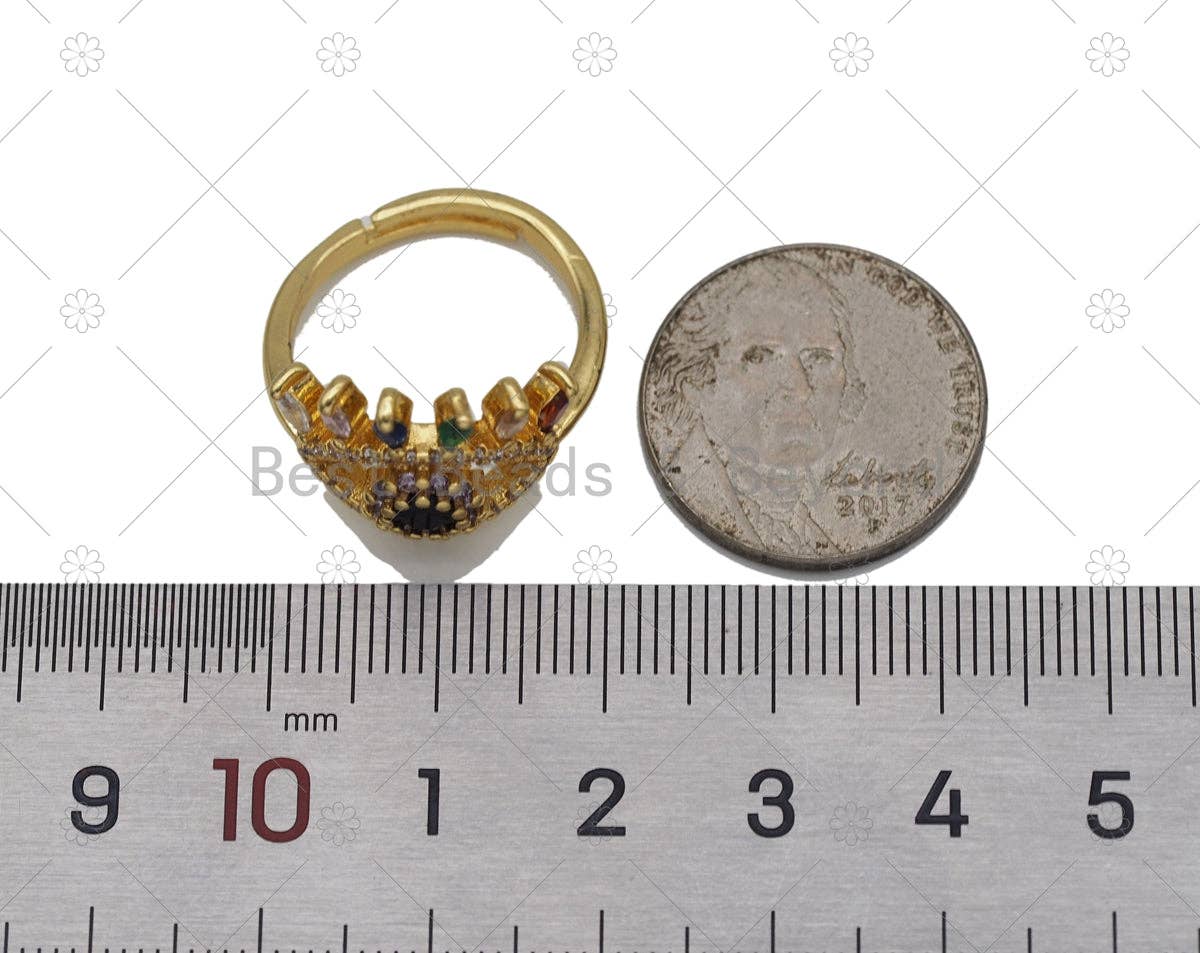CZ Evil Eye Gold Filled Open Ring, Sku#JL67