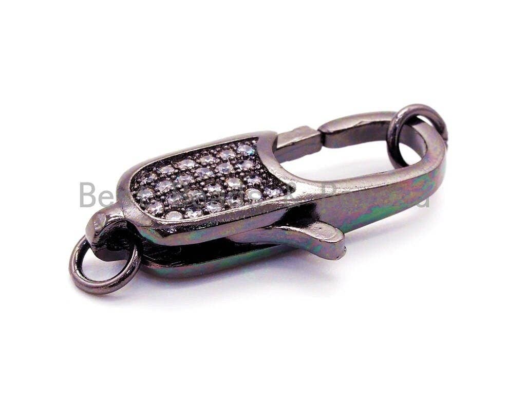 CZ Clear Micro Pave Lobster Claw Clasp, Cubic Zirconia Clasp/Clips/Connecto, sku#H45C