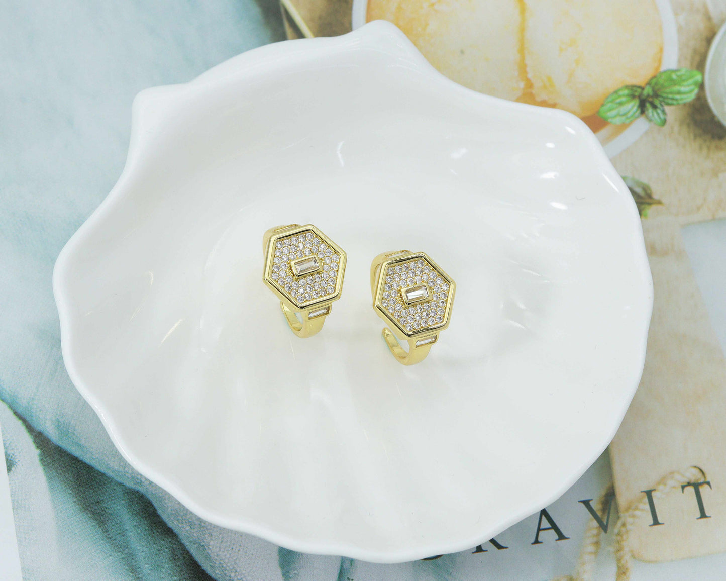 CZ Hexagon Adjustable Ring, Sku#O94