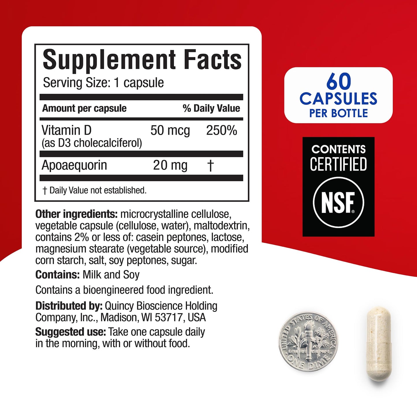 Prevagen Extra Strength , 60 Capsules For Your Brain, 2 Month Supply, 20mg Apoaequorin, 50mcg Vitamin D3