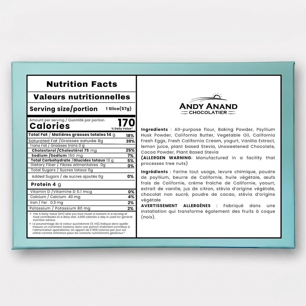 Andy Anand Sugar-Free Tiramisu Mousse Chiffon Cake, 2.2 lb – Coffee Sponge, Mascarpone Mousse, Keto & Diabetic-Friendly Birthday Gift Box