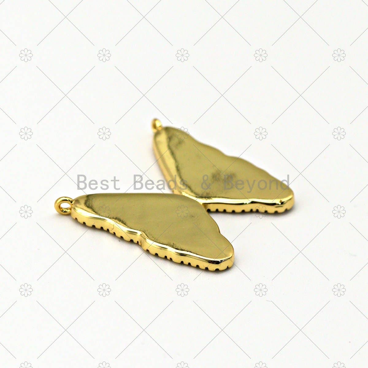 CZ Mother of Pearl Butterfly Charm, Sku#LK576