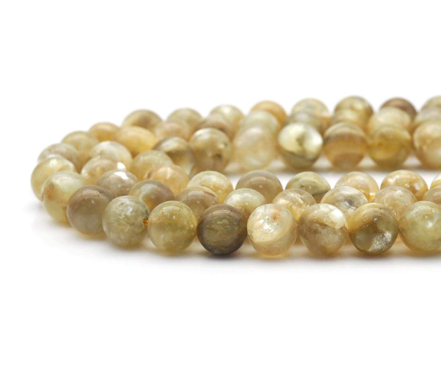 Genuine High Quality Yellow Lepidolite Round Smooth Beads, 8mm/10mm/12mm, Sku#U1448