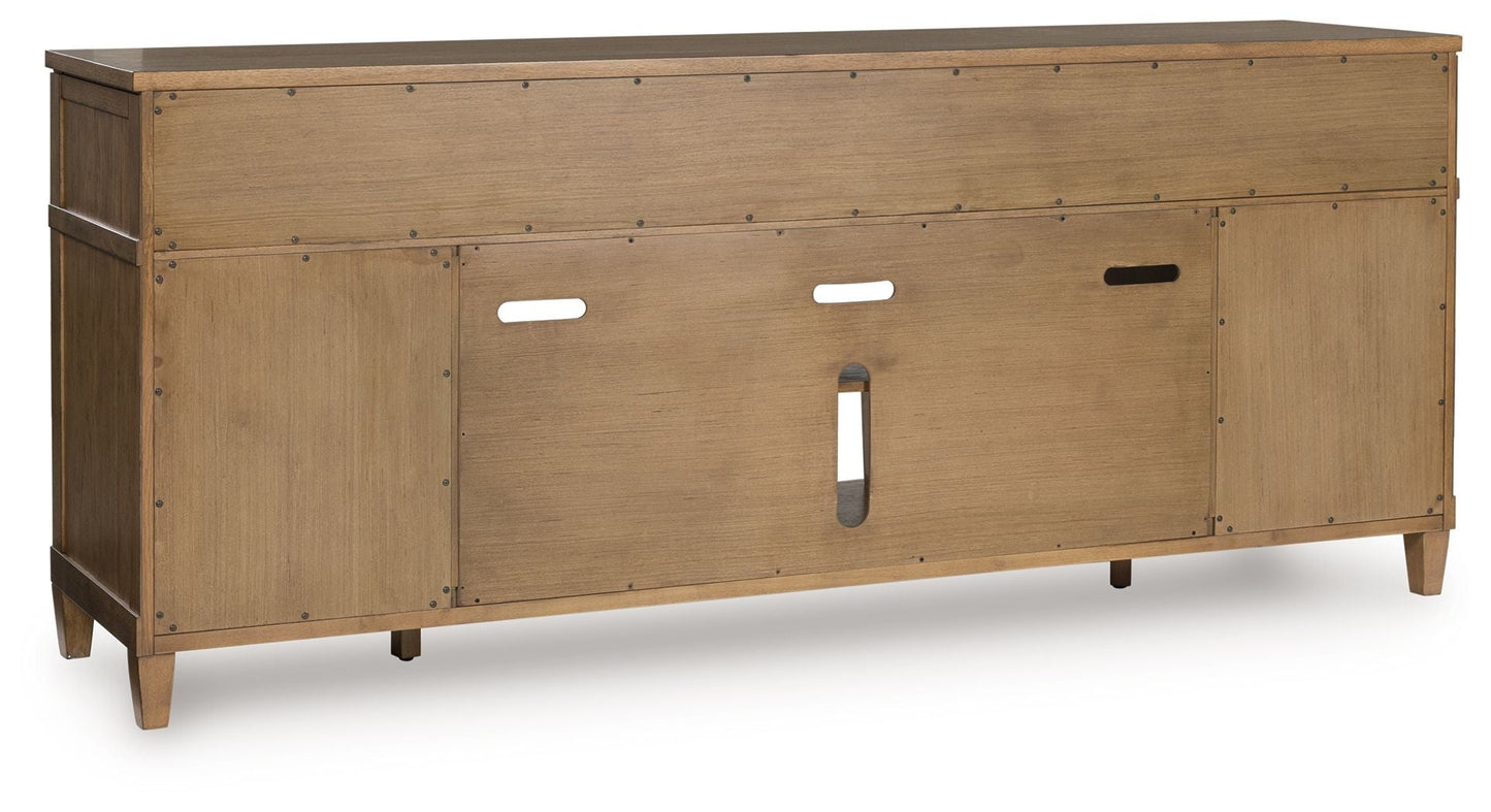 Sharlance - XL TV Stand With Fireplace Option - Light Brown