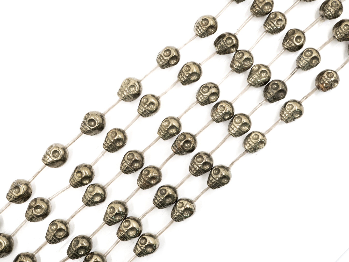Natural Pyrite 3D Skull Beads, 8mm/10mm/12mm/14mm Natural Gemstone Beads, Skull Beads, 15.5" Full Strand, SKU#W25