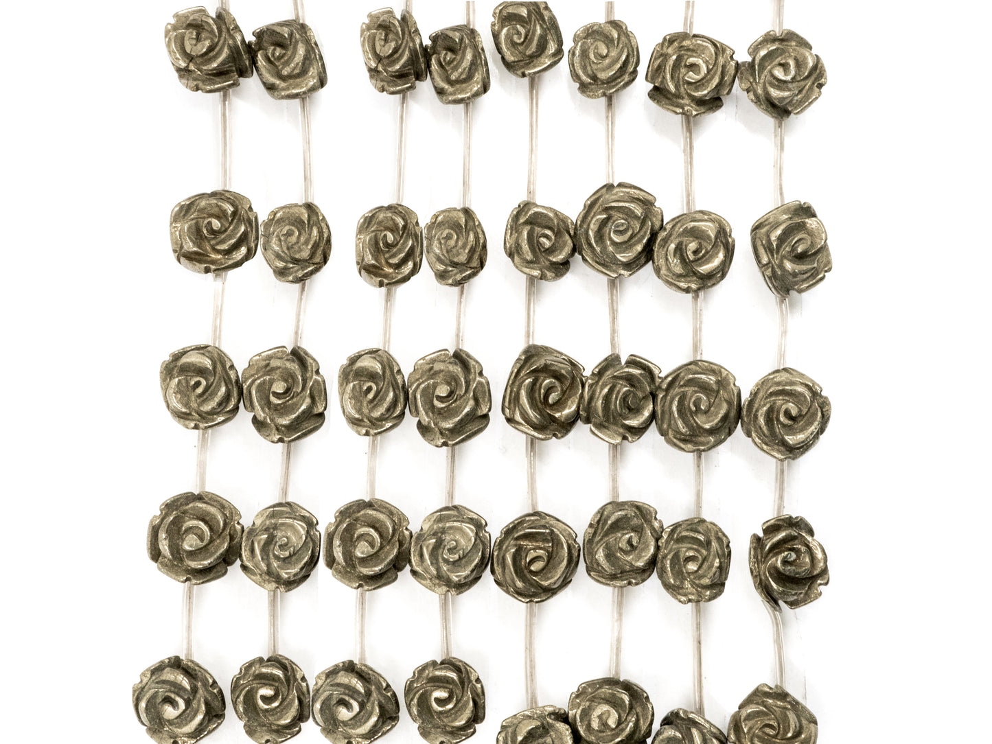 Quality Natural Pyrite Beads, Rose Flower Pyrite Gemstone Beads,8mm/10mm/12mm/14mm/18mm, 15.5" Full Strand, SKU#W26