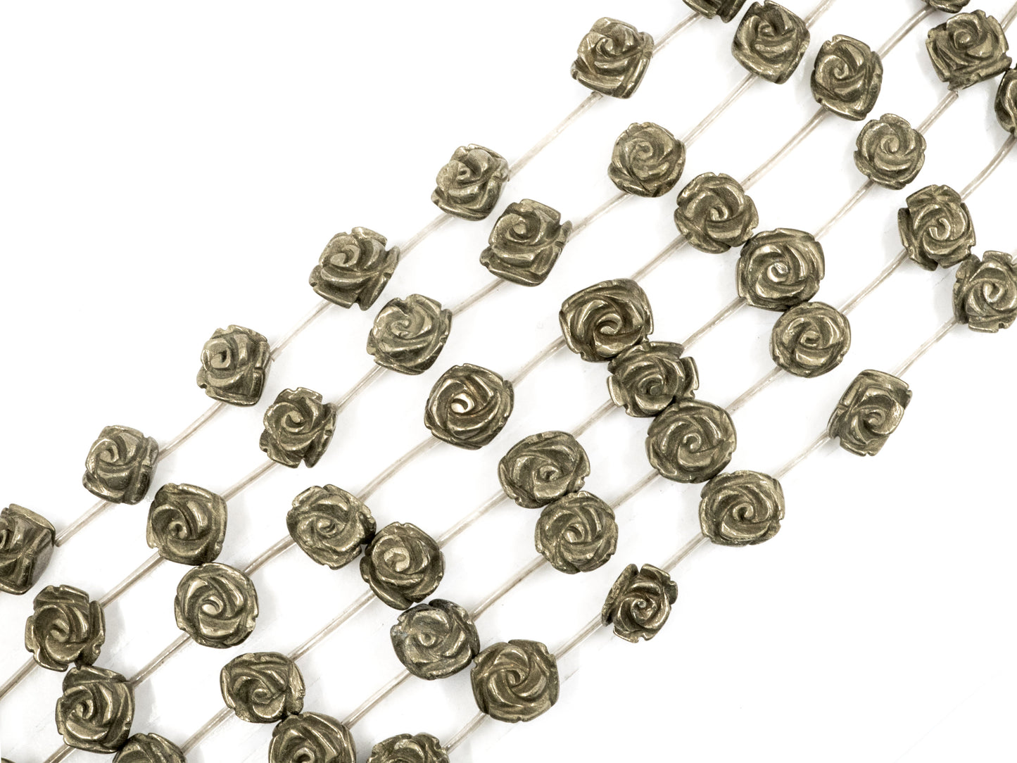 Quality Natural Pyrite Beads, Rose Flower Pyrite Gemstone Beads,8mm/10mm/12mm/14mm/18mm, 15.5" Full Strand, SKU#W26