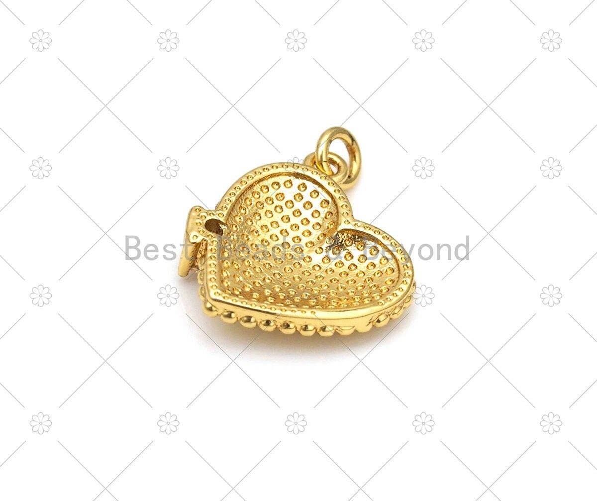 CZ Micropave Colorful Enamel Love Word On Heart Shape Pendant, 18K Gold Filled Heart Charm,Necklace Bracelet Pendant, 16x14mm, Sku#JL54