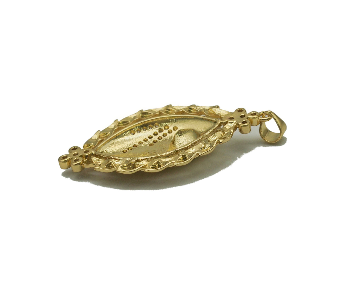 Gold CZ Horse Oval Charm, Sku#LK679