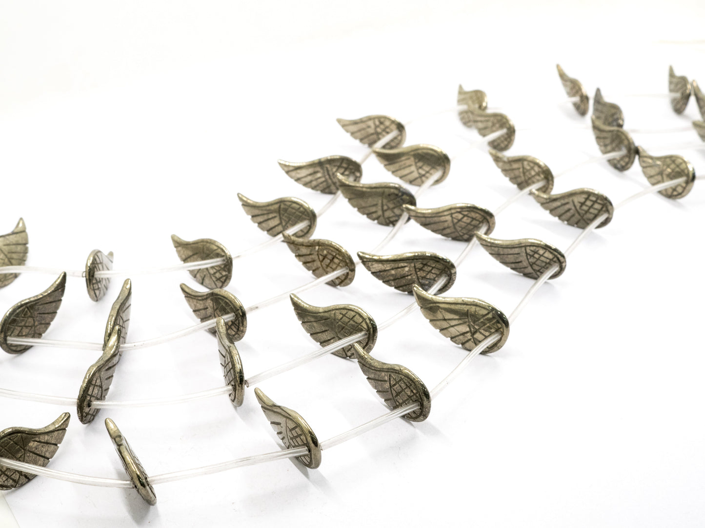 Natural Pyrite Angel Wing Carved Beads,16x30mm Pyrite Wing B