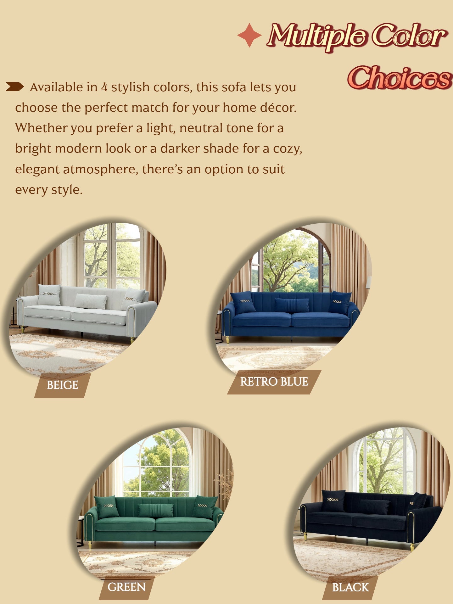 FX-P11-BK Modern 3-Seater Sofa Couch