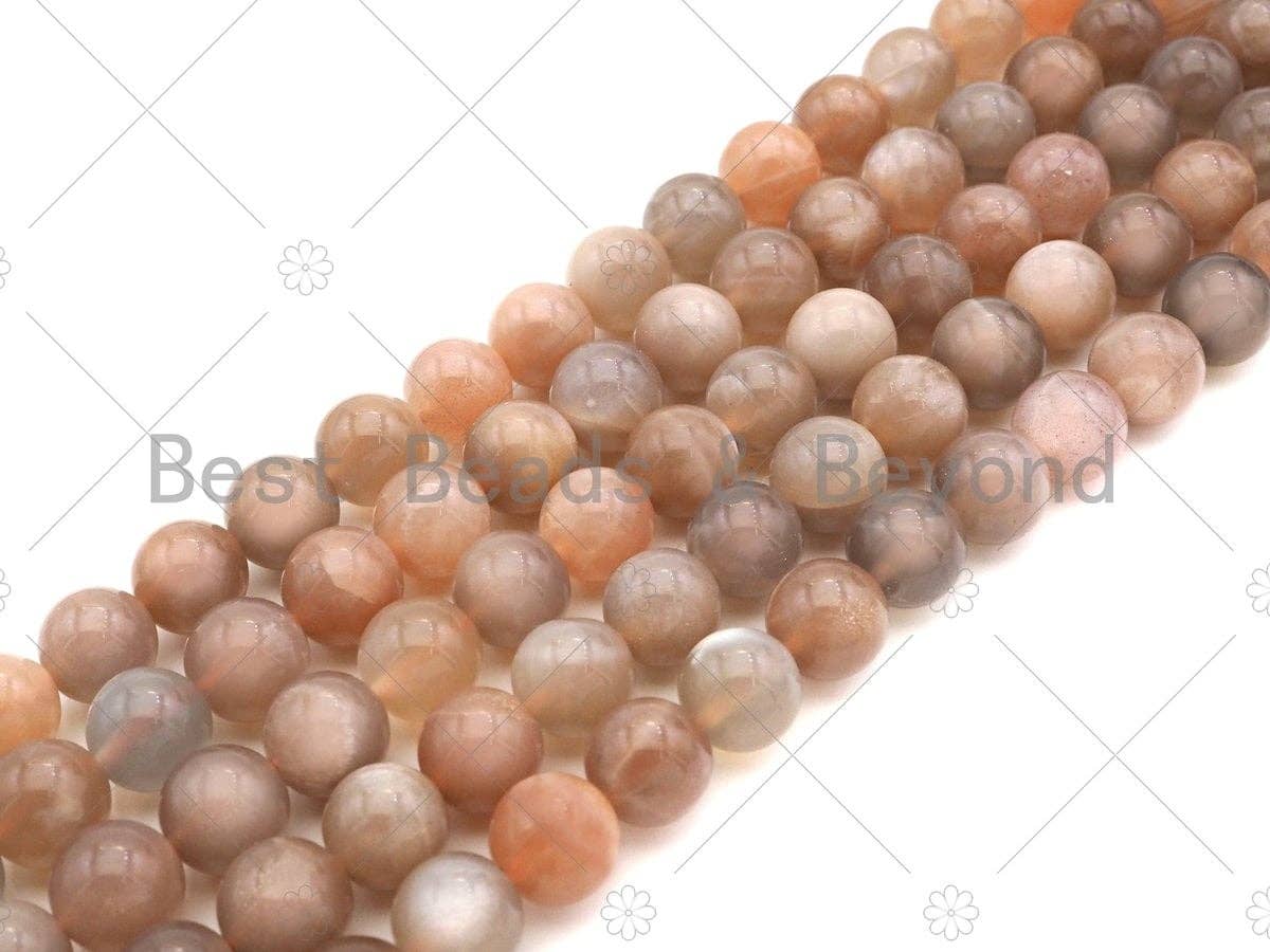 Quality Natural Peach Moonstone Round Faceted/Smooth Beads, U1076