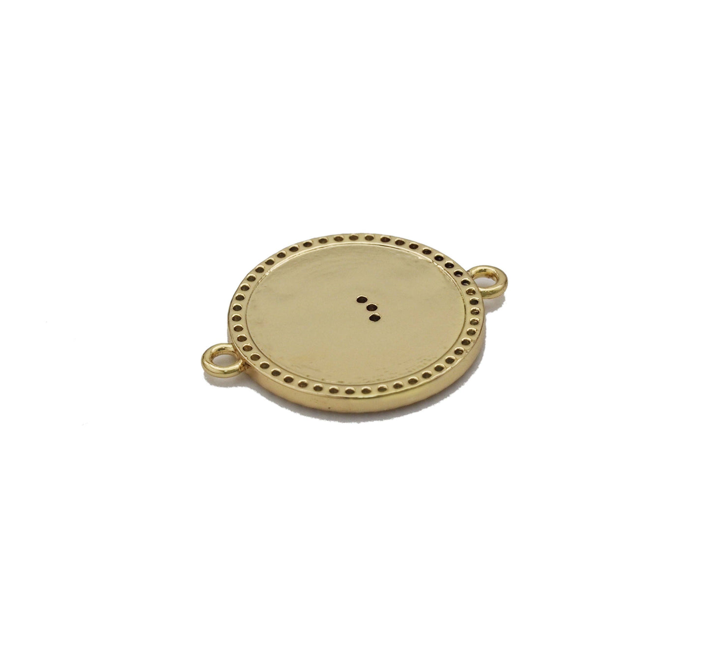 CZ Gold Evil Eye Star Lucky Round Connector Charm, Sku#LK768