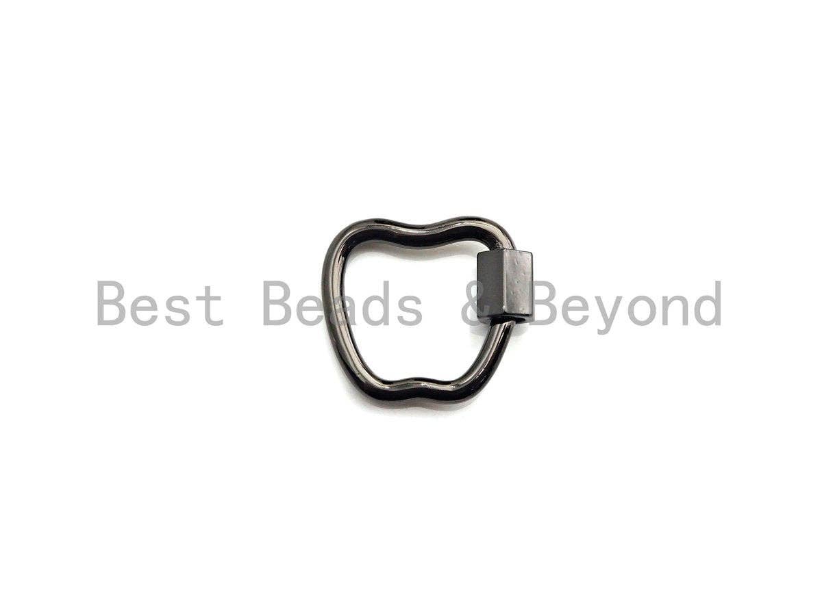 PRESELLING Apple Shape Clasp, CZ Pave Clasp, Gold/Silver/Rose Gold/Black Carabiner Clasp, 17x18mm,sku#K115