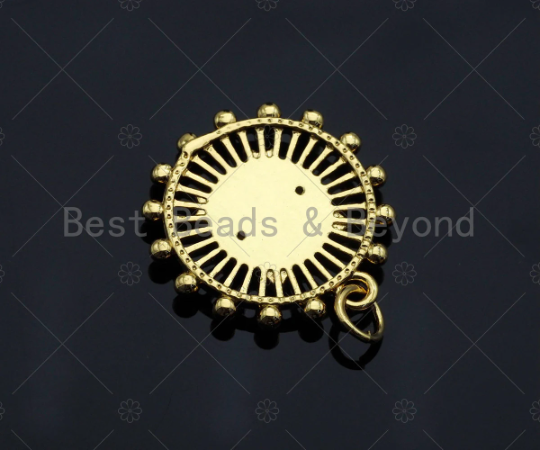CZ Micro Pave Cross Arrows On Ferris Wheel Charm/Pendant, Round Wheel Shape Charm, Pave Pendant, Gold plated charm, 20mm, Sku#LK127