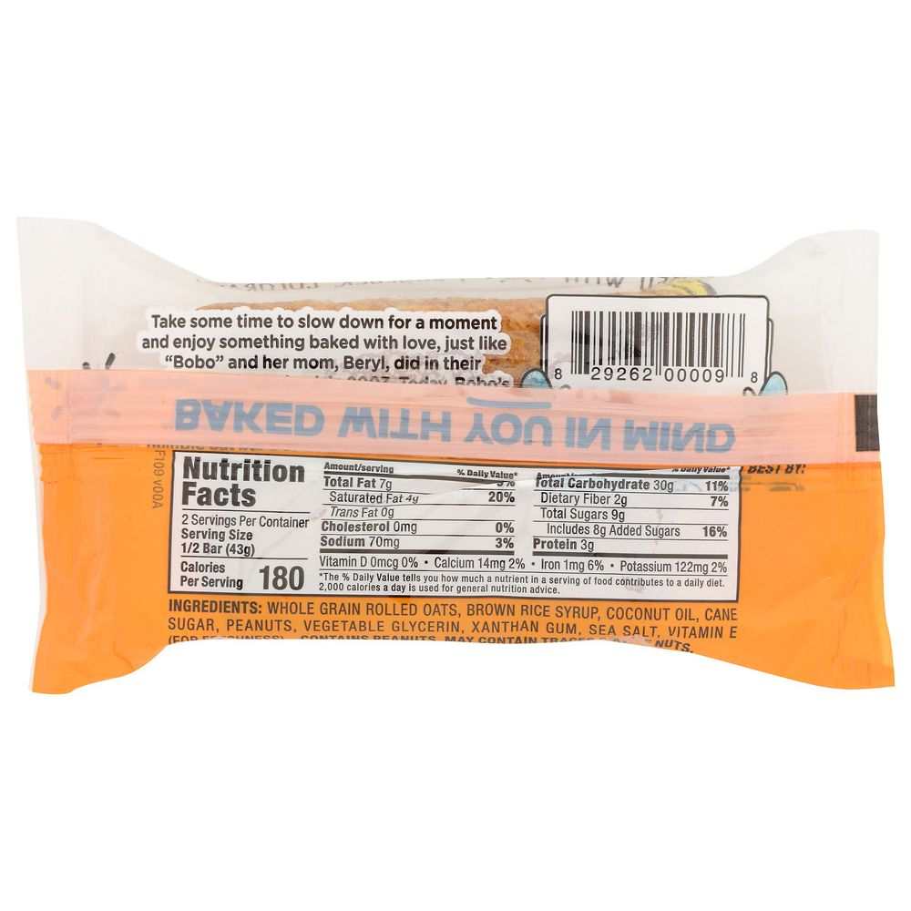 BOBO'S OAT BARS: All Natural Bar Peanut Butter, 3 oz