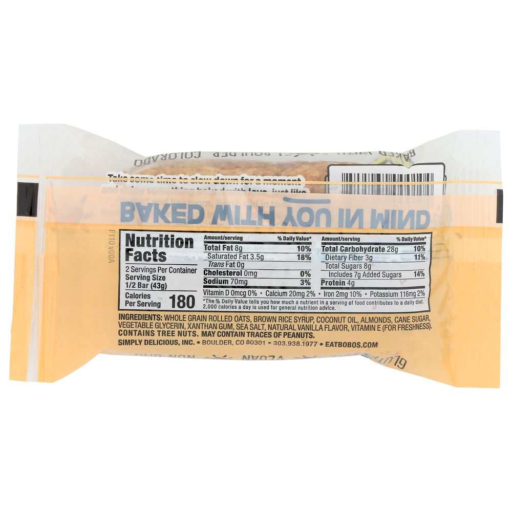 BOBO'S OAT BARS: All Natural Bar Almond, 3 Oz