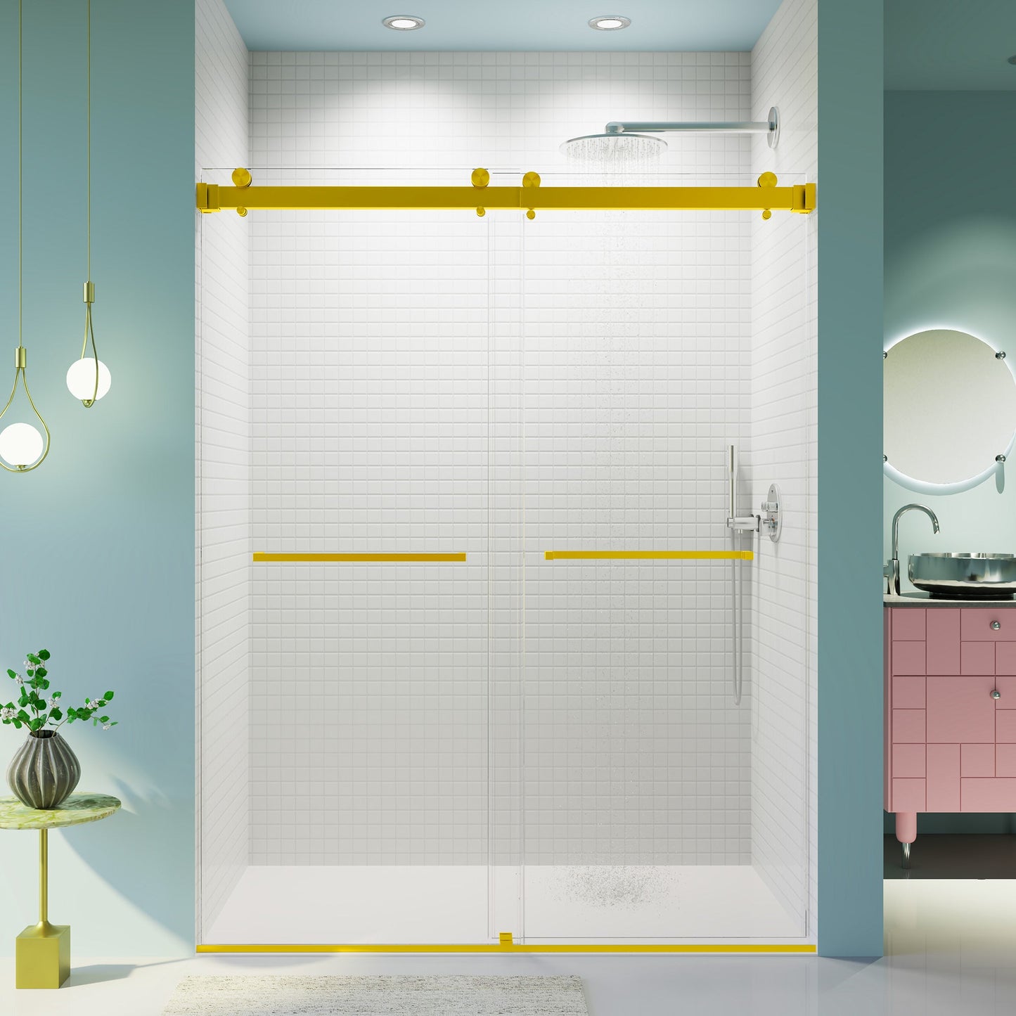 56-60 Inches x 76 Inches Frameless Double Sliding Shower Door