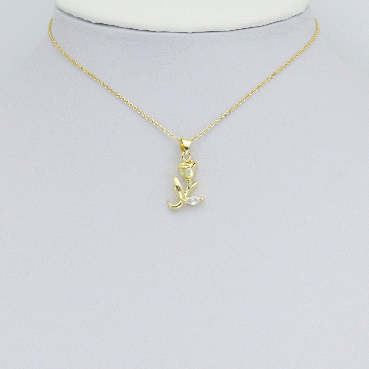 3D Gold Rose Flower Charm Pendant, Sku#LK1158