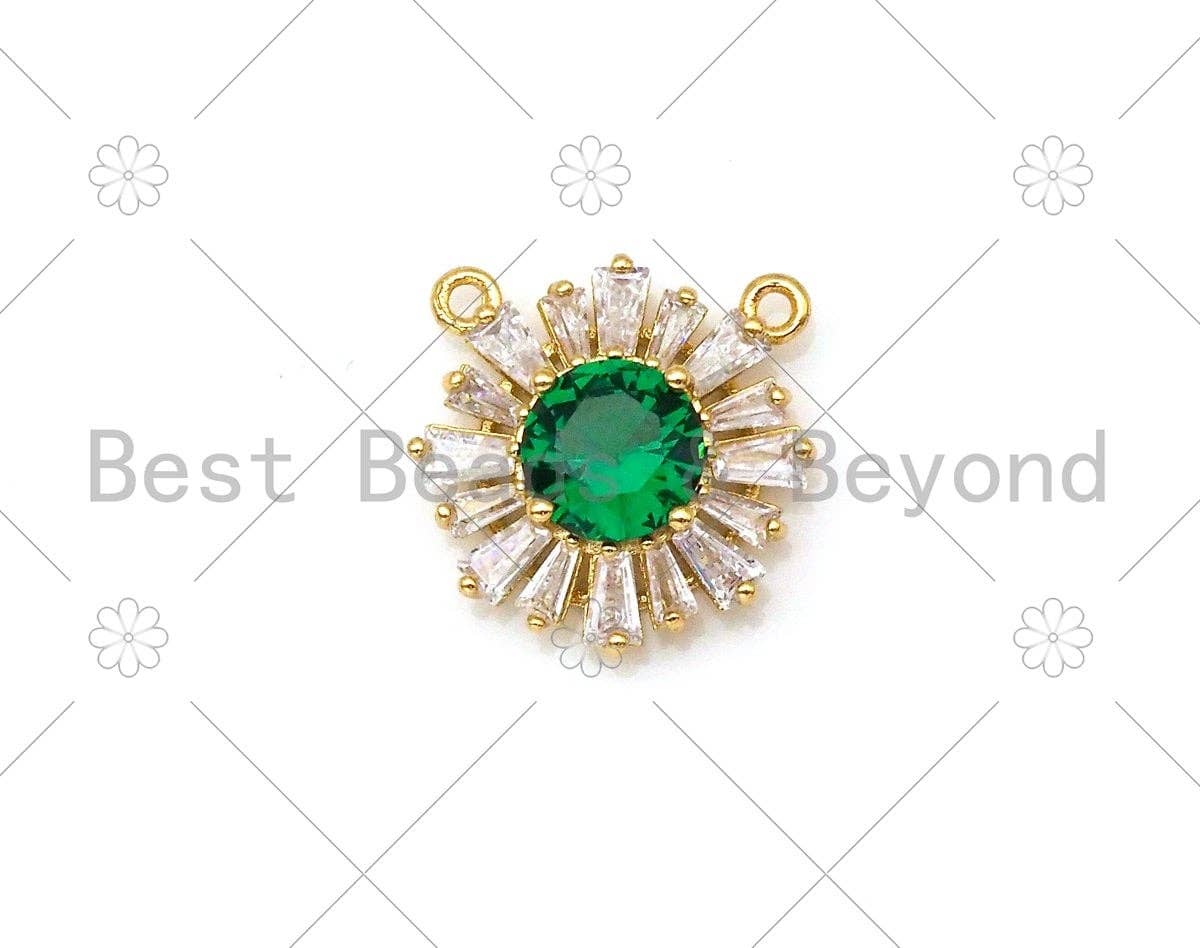 Baguette CZ Micro Pave Sunflower Shape Pendant/Charm, LK392