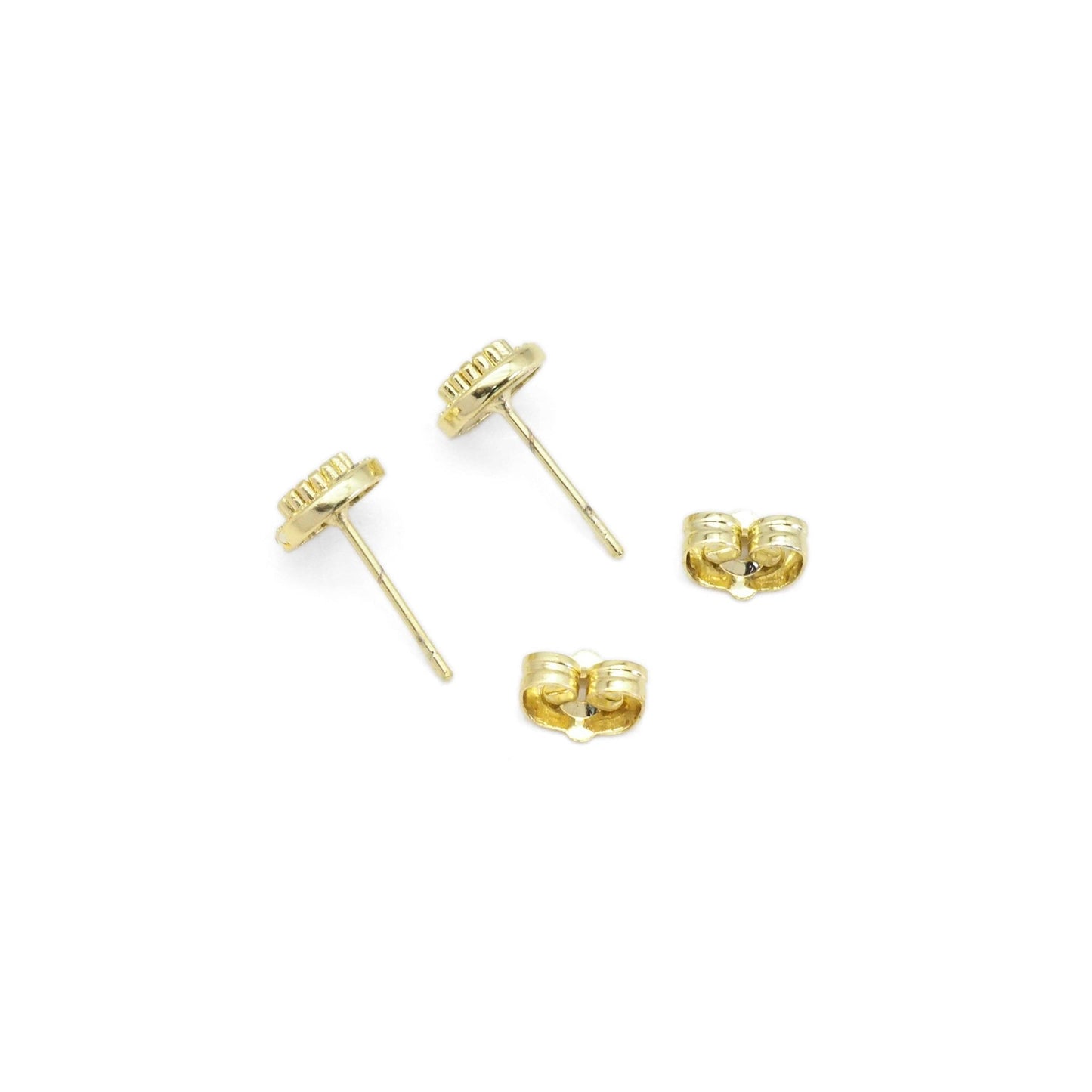 Gold Clear CZ Round Stud Earrings, Sku#LX331