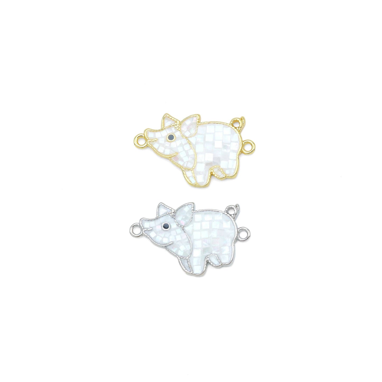 Mother of Pearl Piggy Connector Charm Pendant, Sku#WL15