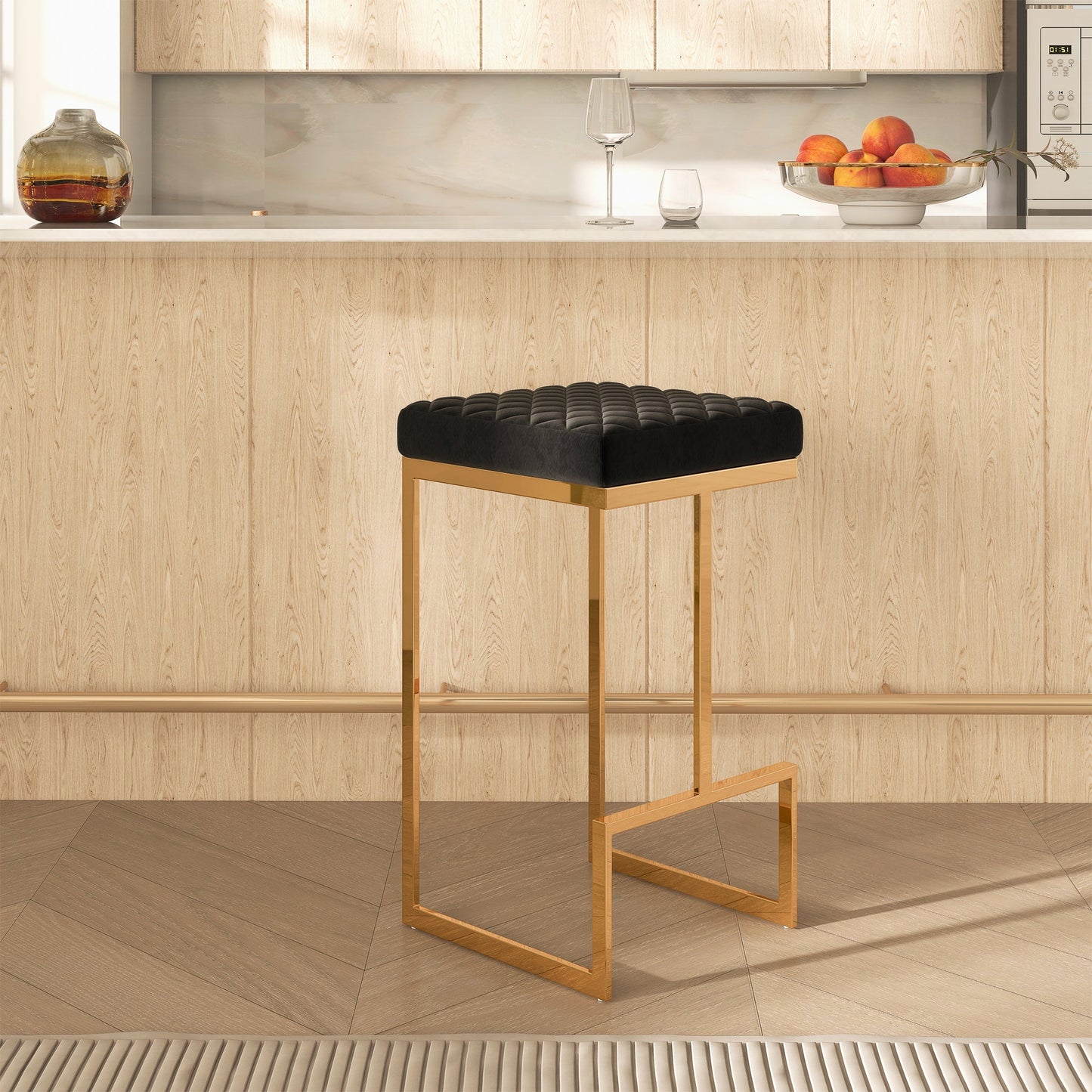 Joel Mid Century Modern Luxury Upholstered Stool
