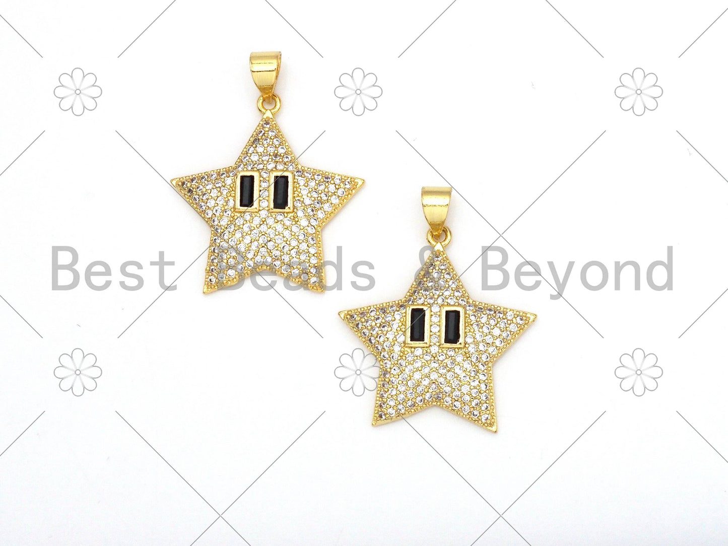 CZ Micro Pave Five Point Star With Eye Shape Pendant/Charm,18K Gold Filled Star Charm, Necklace Bracelet Charm Pendant,21x25mm,Sku#LK379