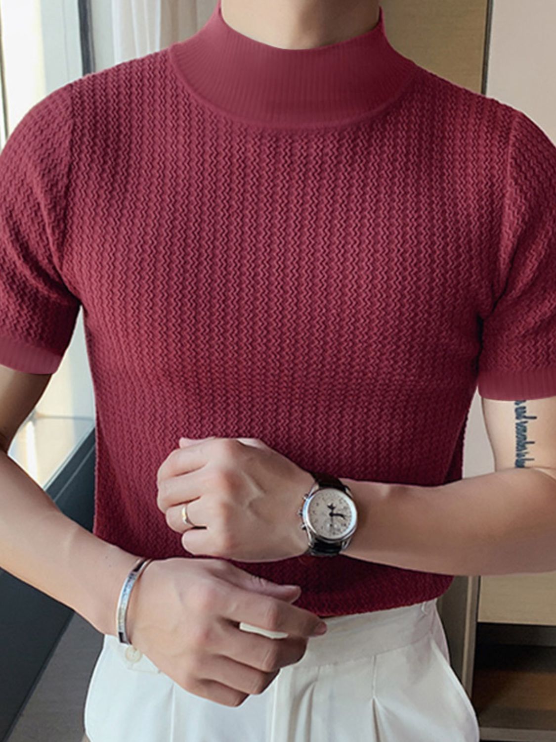 Men's Full Size Mock Neck Short Sleeve T-Shirt Plus Size