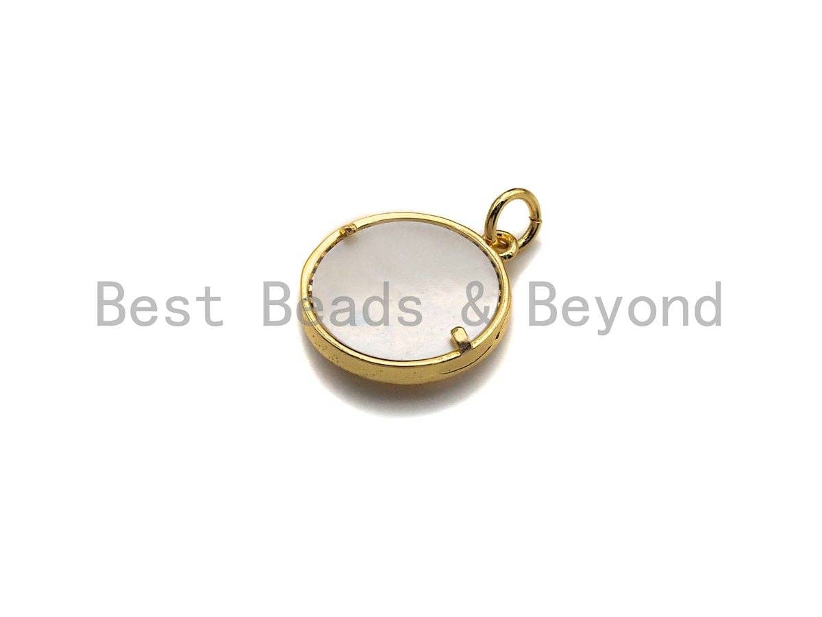 Colorful CZ Micro Pave Colorful Evil Eye Heart on Mother-of-pearl Pendant Charm, Cubic Zirconia Charm, 16x18mm,sku#Z847