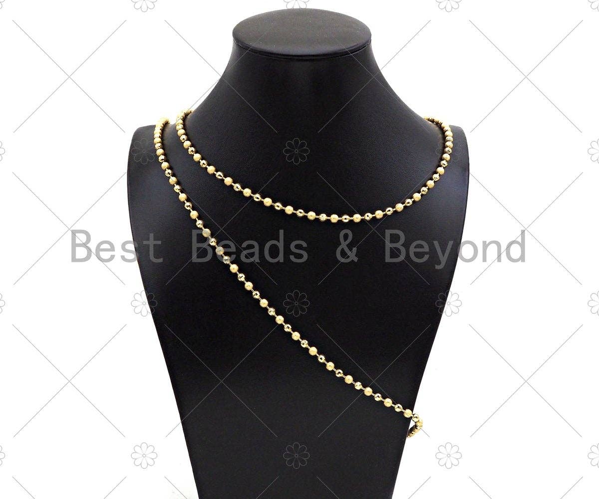 Matte Shiny Mixed 18K Gold 4mm Ball Chain by yard