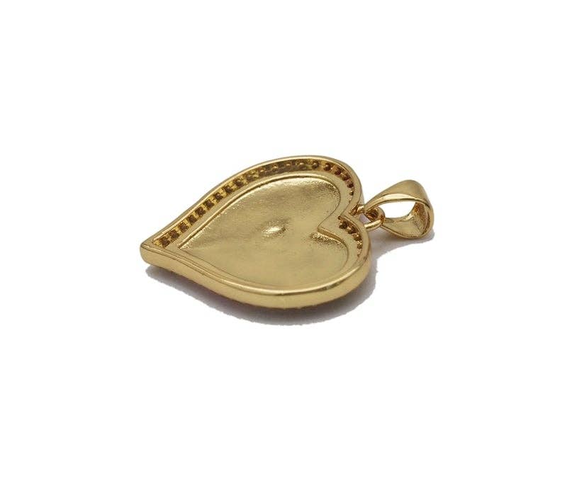 Gold Colorful CZ Enamel Blue Heart Charm, Sku#LK719