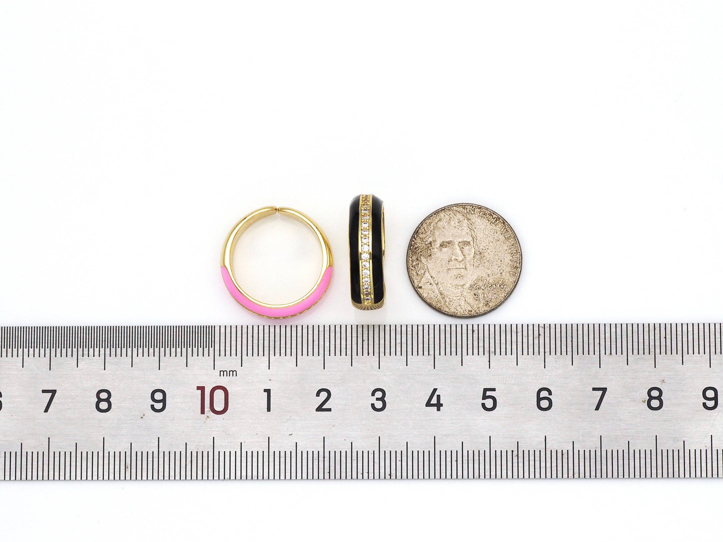 Enamel CZ Middle Line Medium Band Ring, X251