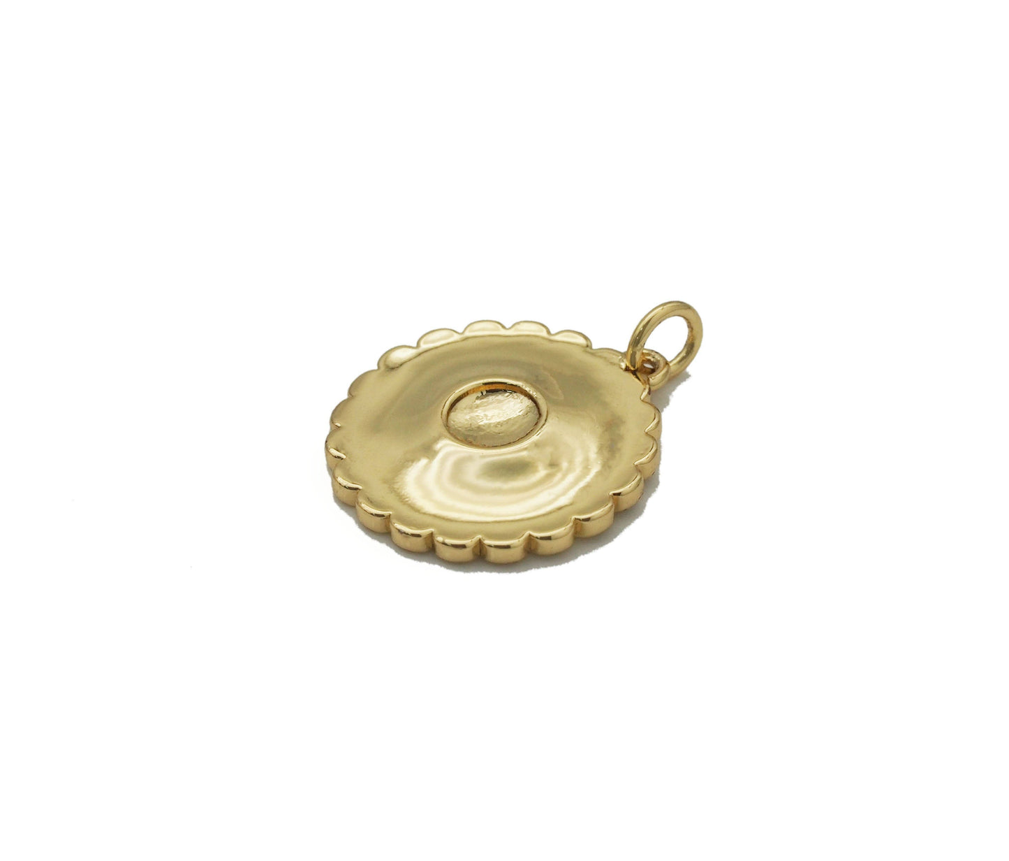 Colorful Enamel CZ Gold Daisy Flower Charm, Sku#F1514C
