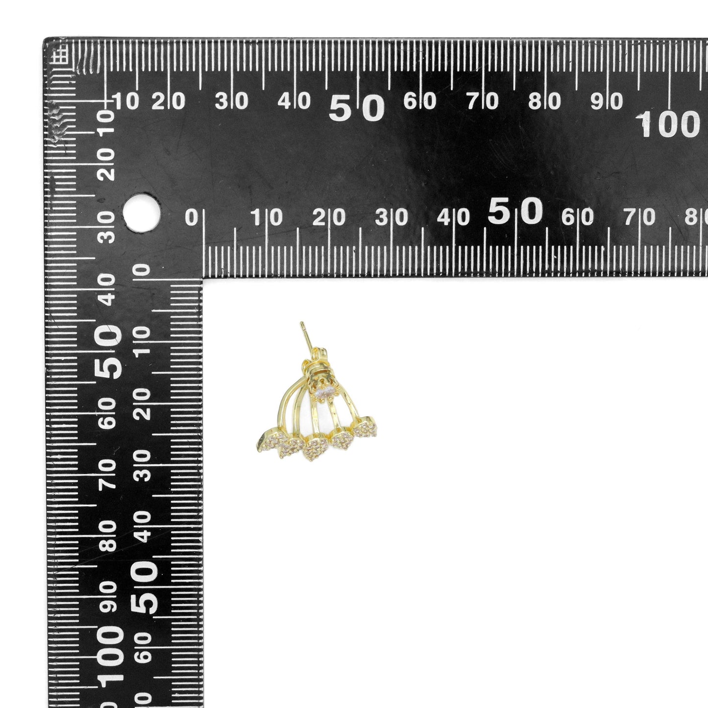 Gold Clear CZ Multi Leaves Drop Earrings, Sku#A225