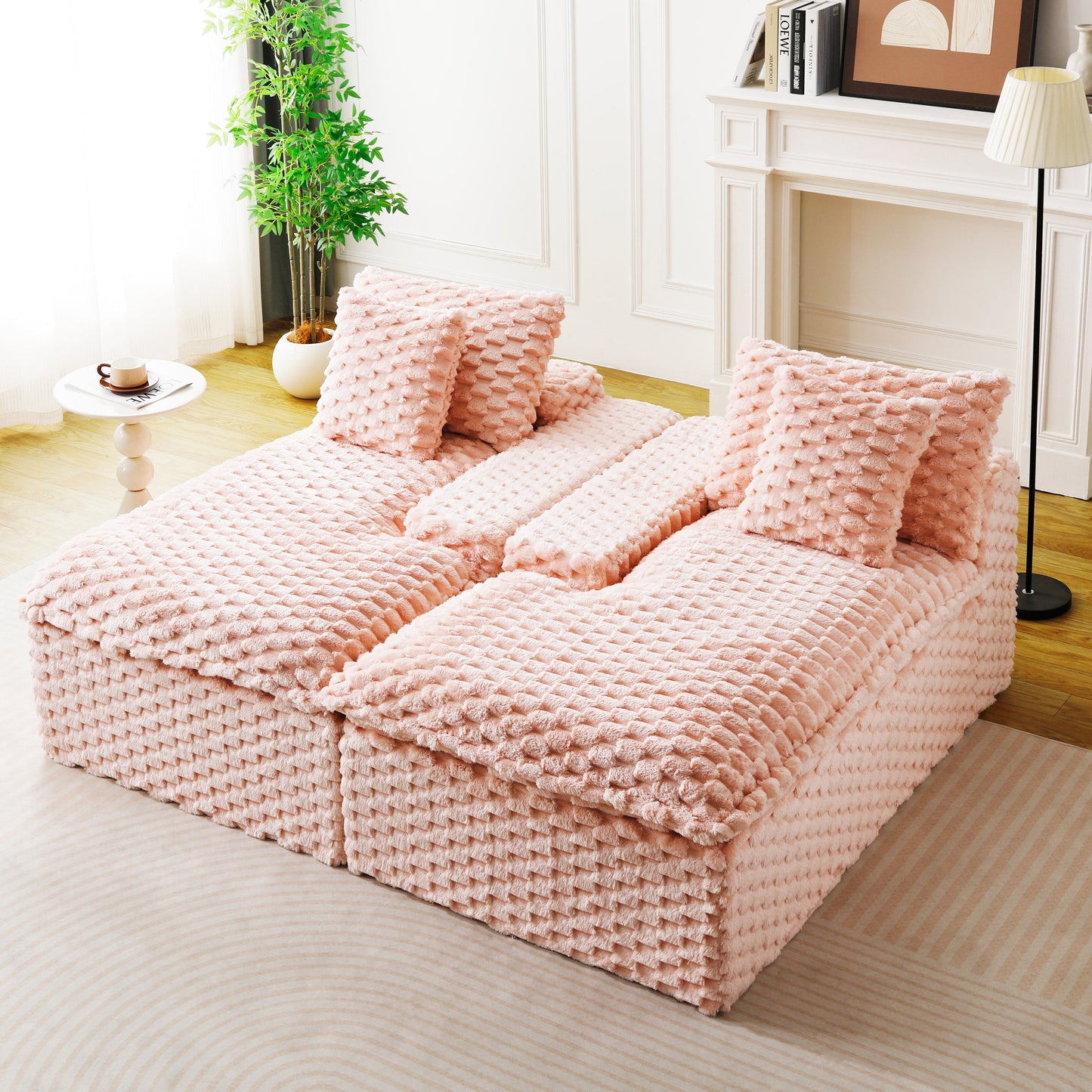 Pink Turtle Velvet Double Chaise Lounge