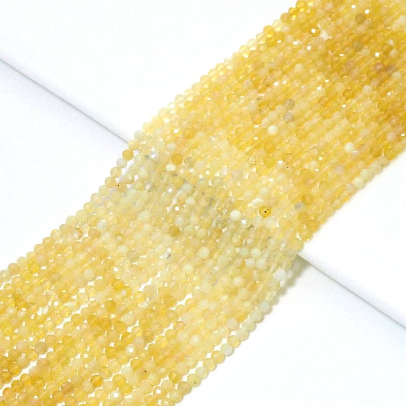 Genuine Yellow Opal Round Faceted Beads, 3mm, Sku#U1504
