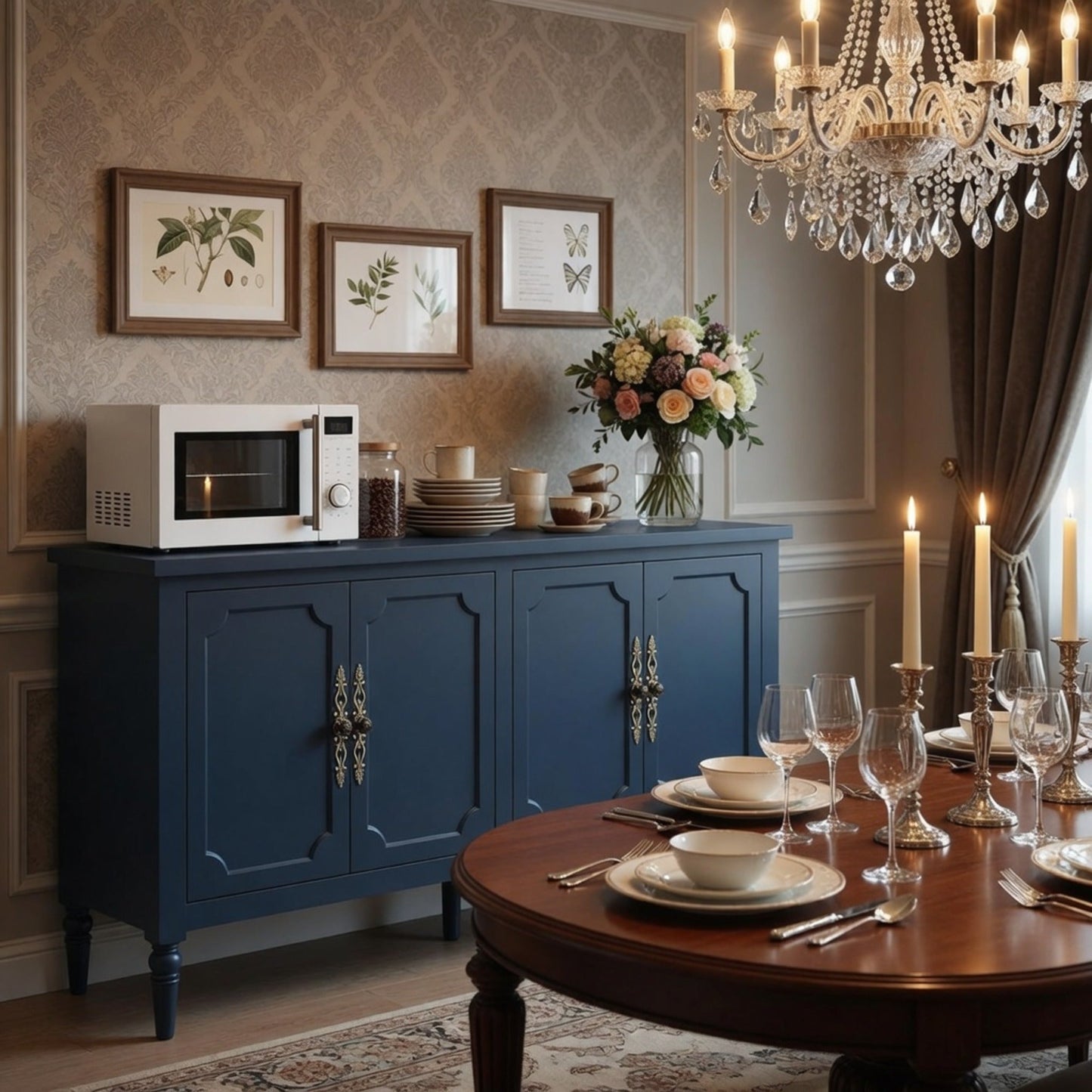 58.9" Blue Buffet Cabinet