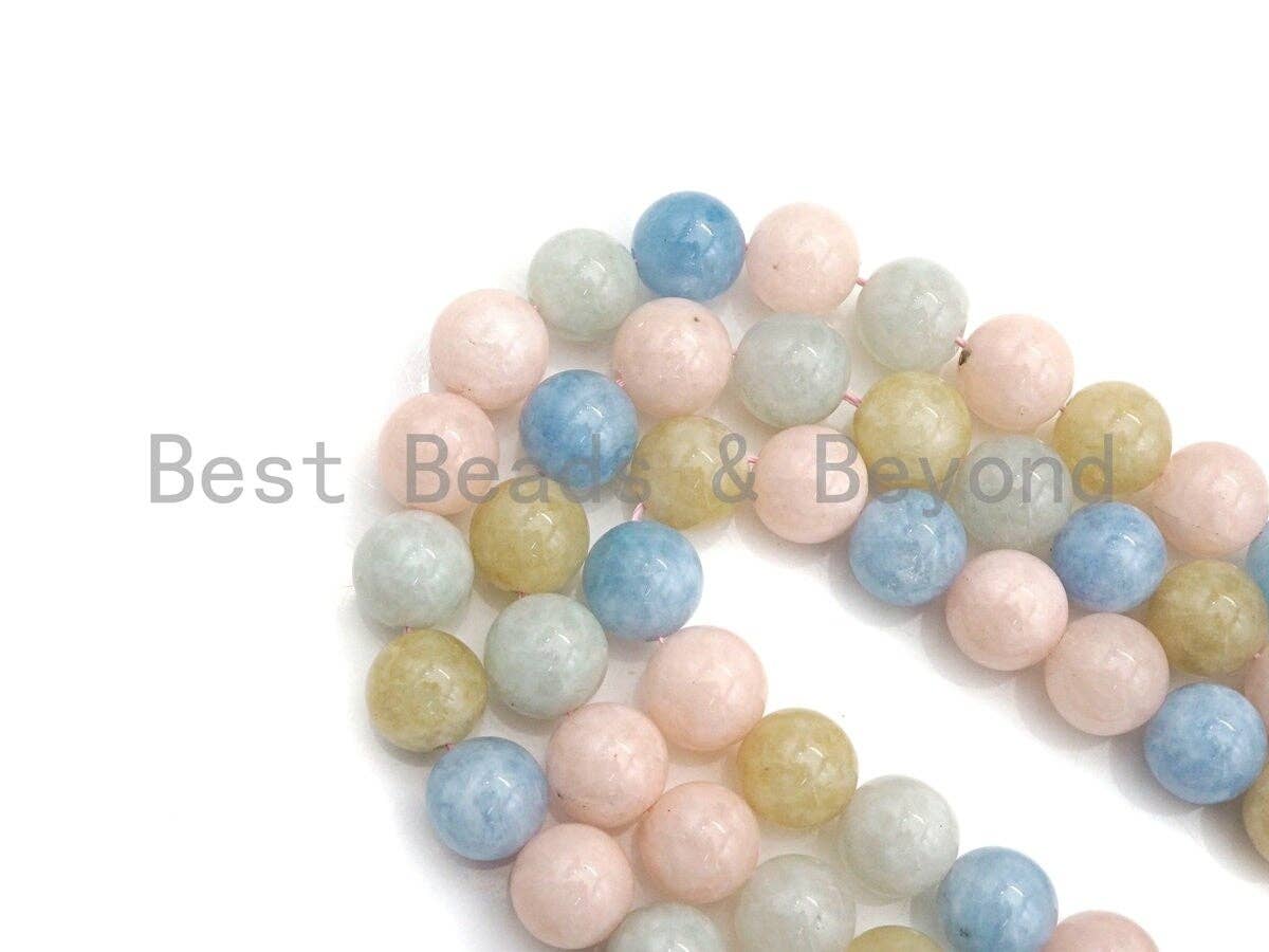 High Quality Natural Morganite Aquamarine Beads, 8mm/10mm/12mm Round Smooth Aquamarine, 15.5" Full Strand, Sku#U800