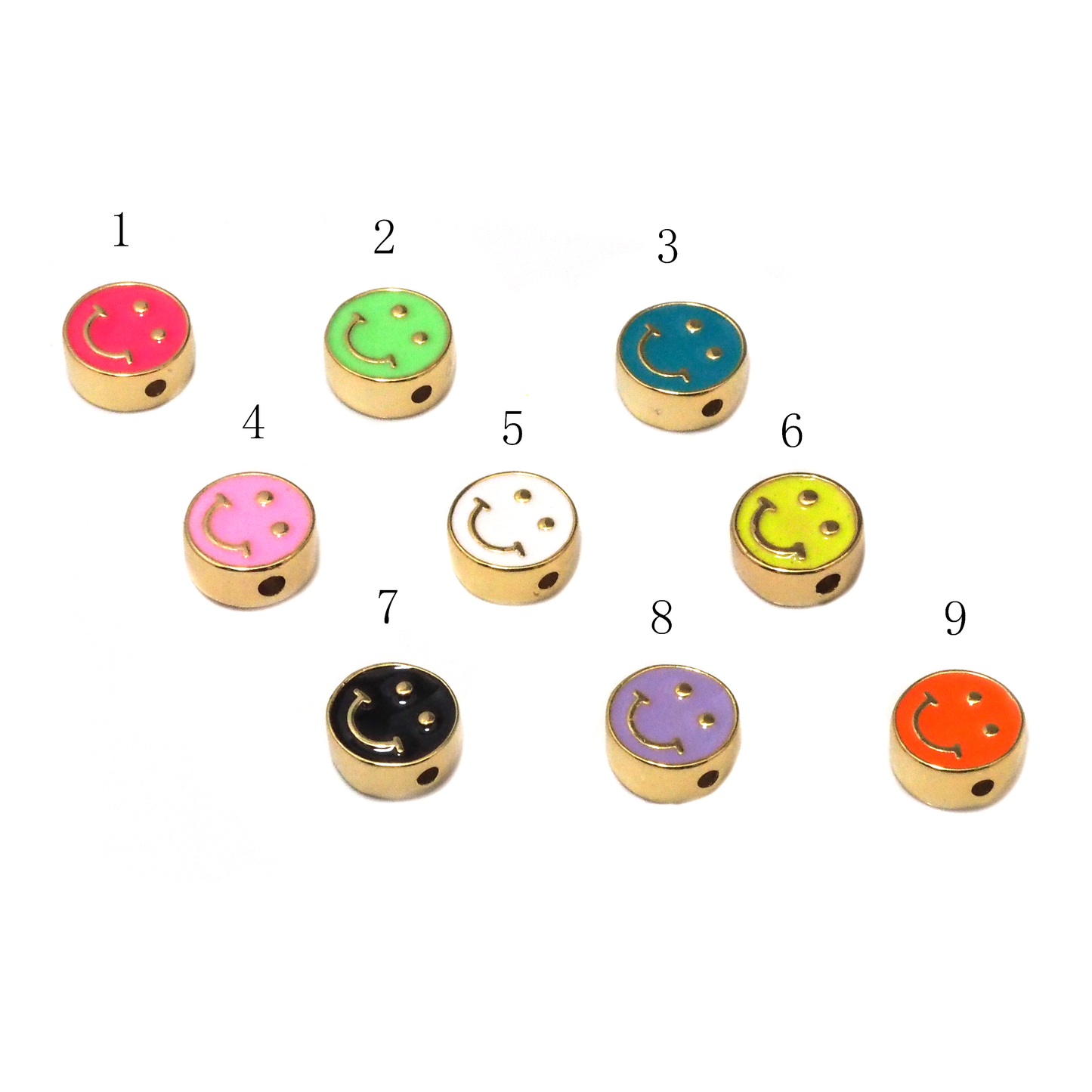 Double Sides Colorful Smiley Face Coin Spacer Beads, sku#N58