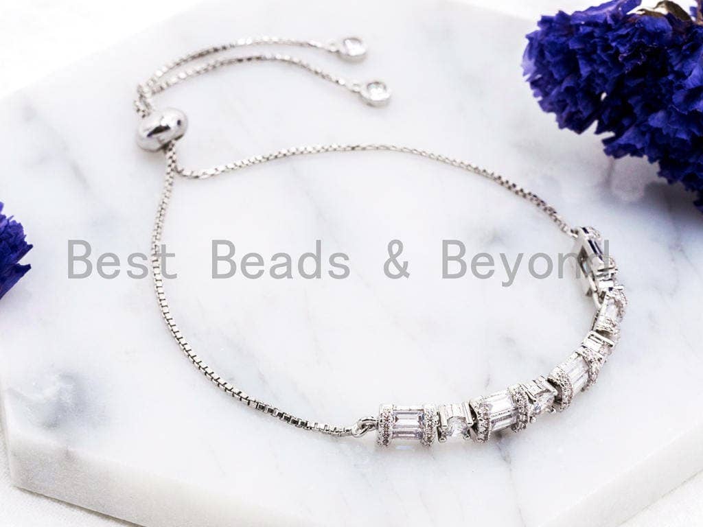 Adjustable Bracelet,Clear CZ Bezel /Tube bracelet, SKU#P23