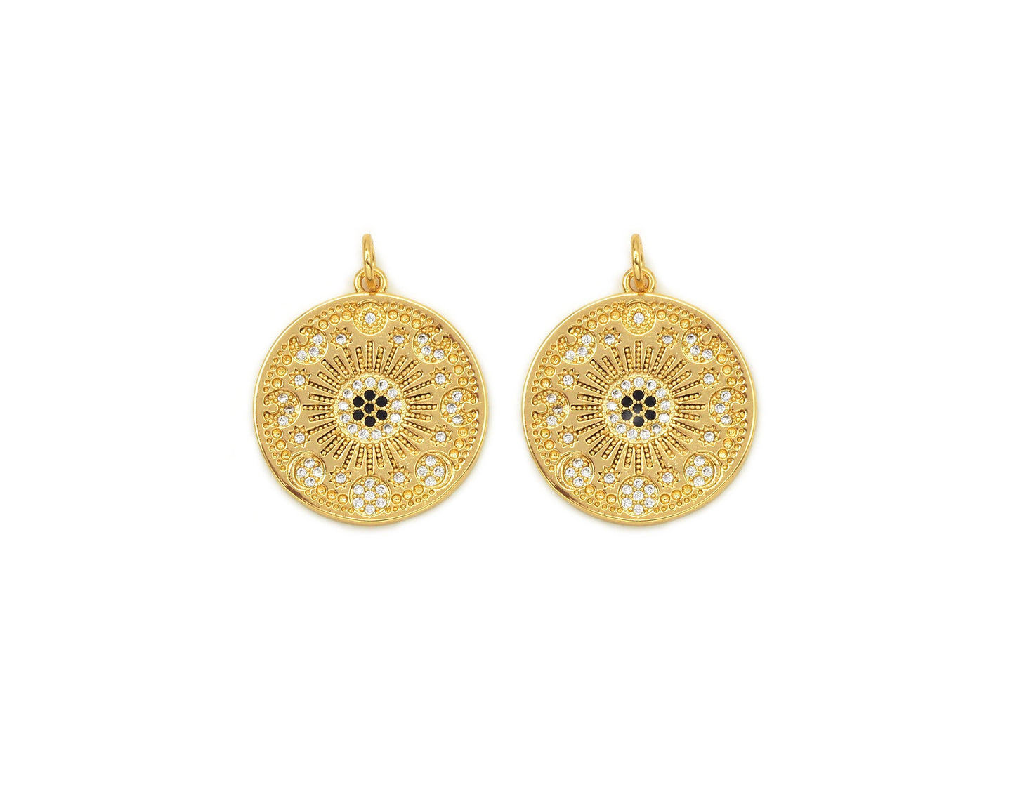 CZ Flower Round Medallion Pendant, Sku#LK600