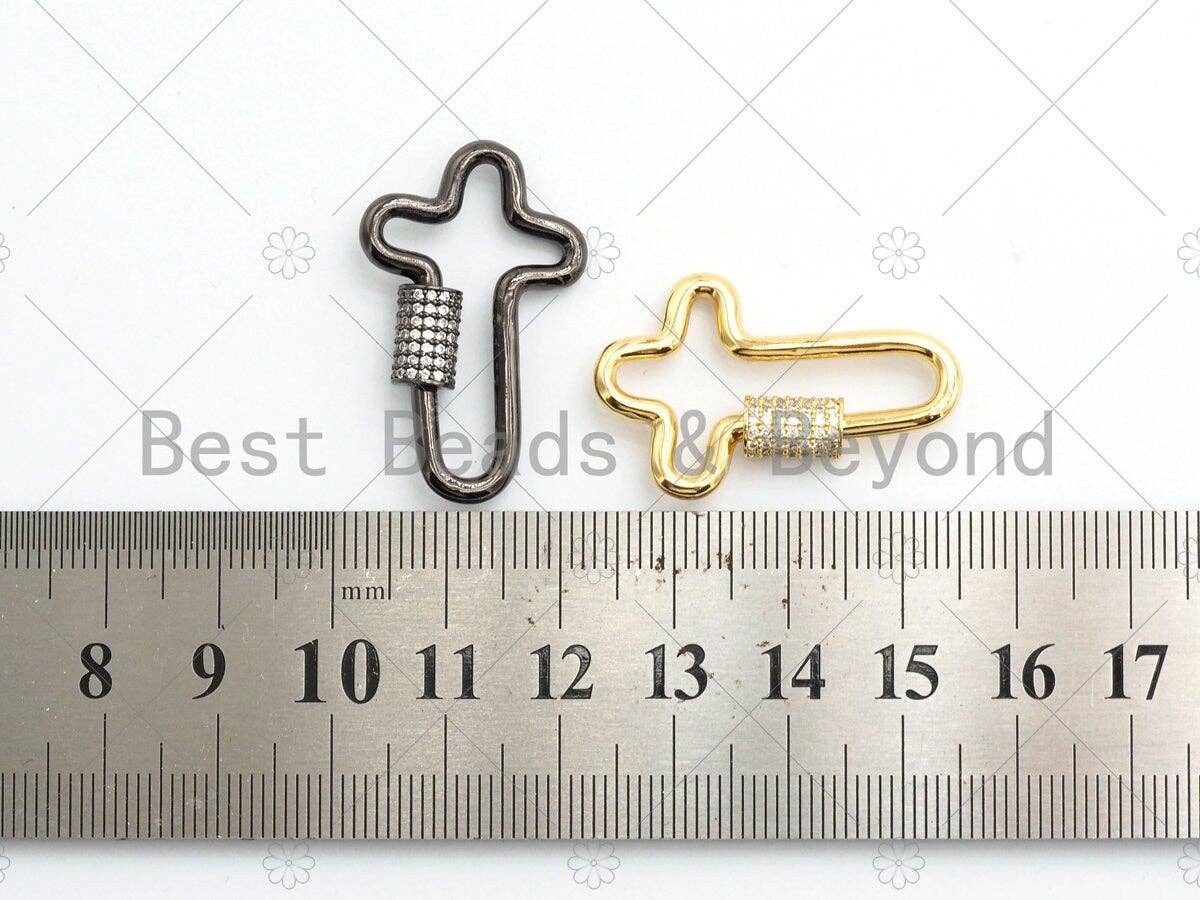 CZ Micro pave Cross Clasp, Gold/Rose gold/Black/Silver, Carabiner Claps, 20x32mm, Fashion Jewelry, sku#H132
