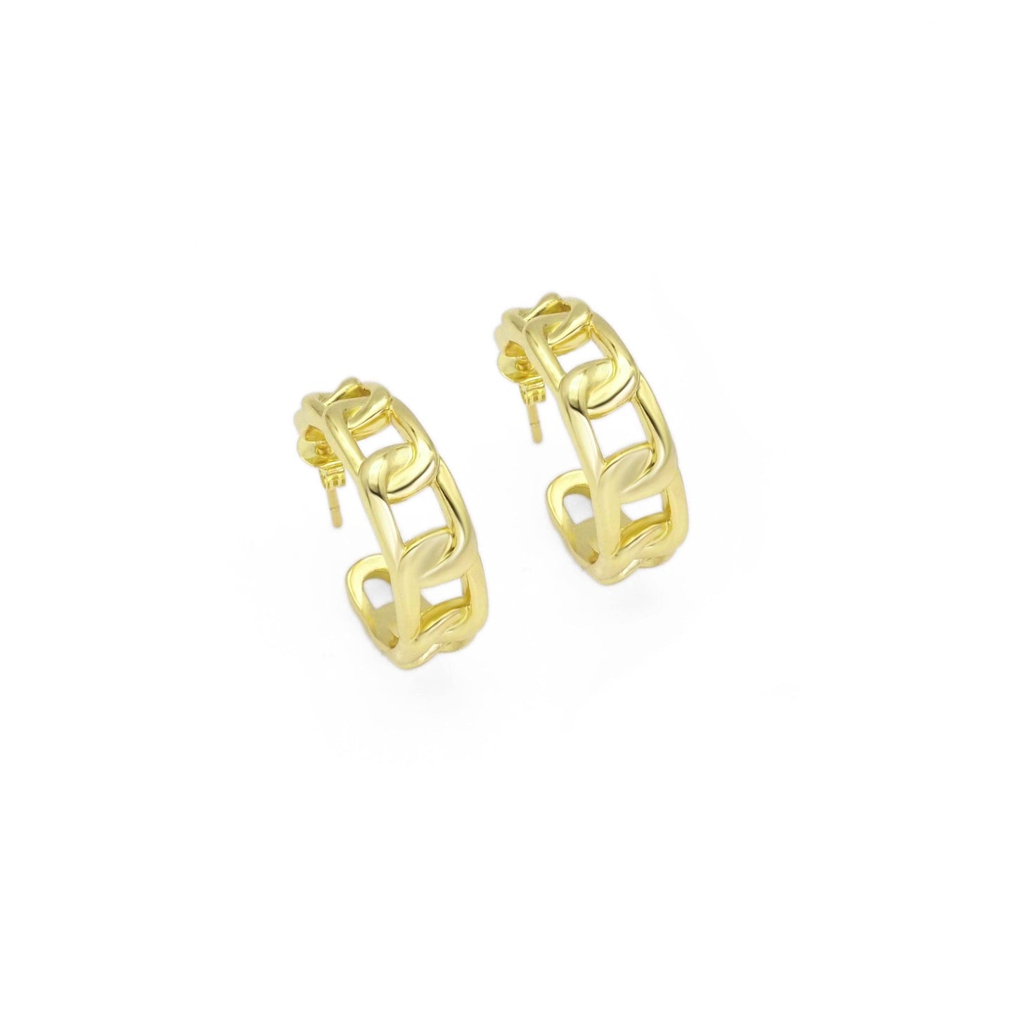 Gold Oval Link Chain Hoop Earrings, Sku#LK842