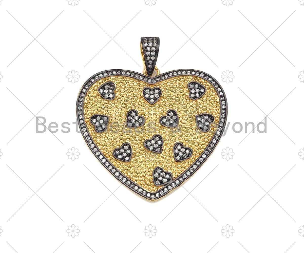 CZ Micro Pave Large Dual Color Heart  Sku#L279