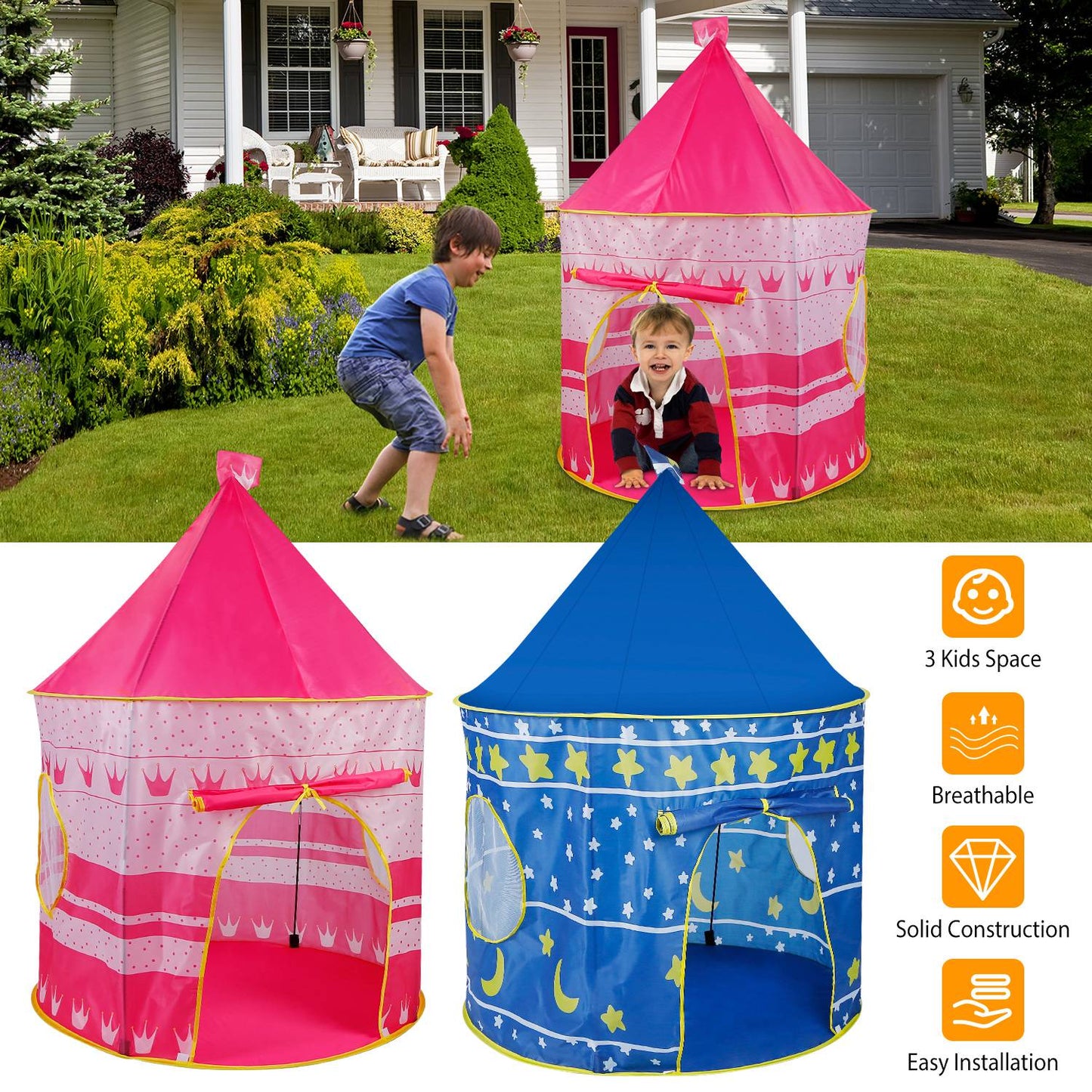 Kids Play Tent Foldable Pop Up Portable Playhouse