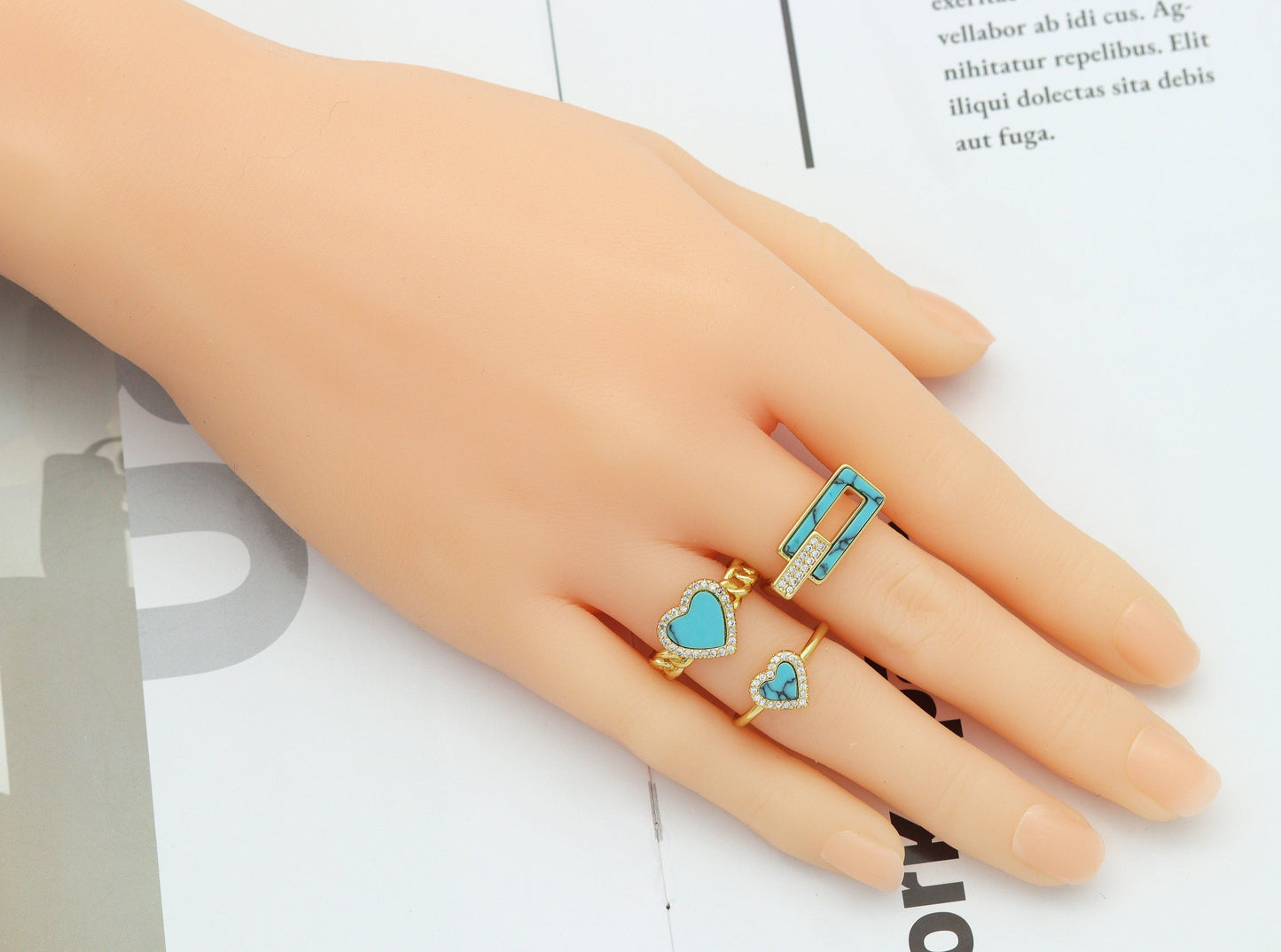 CZ Turquoise Adjustable Ring, Sku#O103